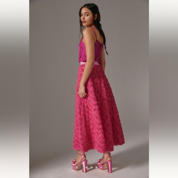 NWT Anthropologie Maeve Floral Appliqué Skirt - Roses Skirt - Size Large - Picture 4 of 16